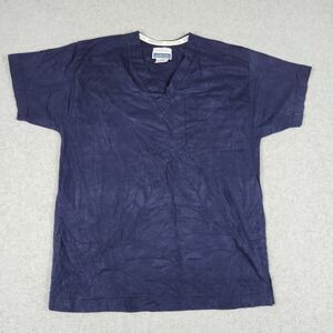 Scrub Stuff Scrub Top Men Medium Navy Blue Medical V-Neck Cotton Pocket Workwear